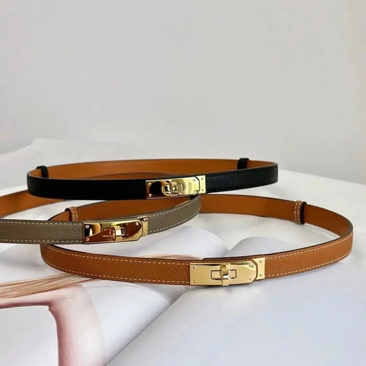 Thin Adjustable Leather Belt